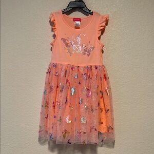 ZUNIE GIRL GIRLS SZ 6 Colorful Butterfly Dress with Ruffle Sleeves Embellished